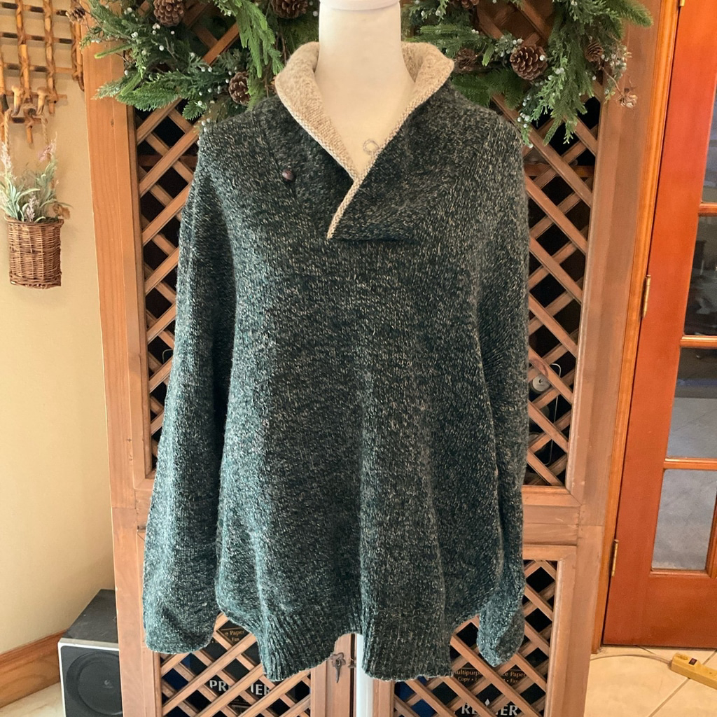 Vintage Boat House Row Wool Cabin Core Sweater Men Xl Shawl Neck Loop